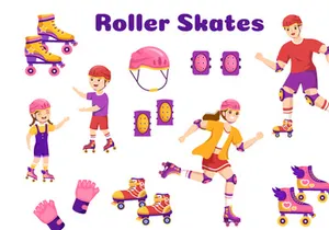 13 Riding Roller Skates Illustration