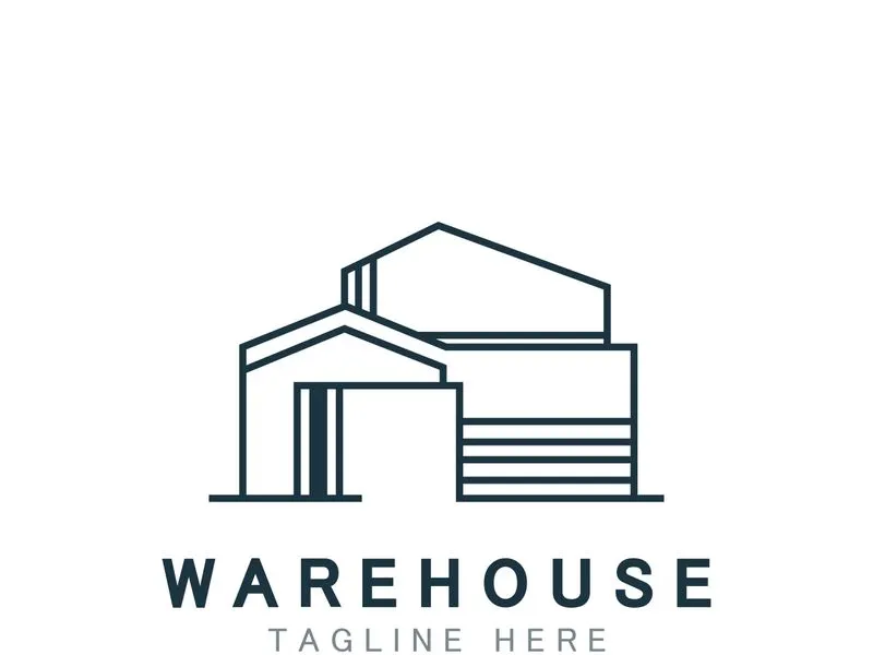 Warehouse modern storage logo business industry illustration
