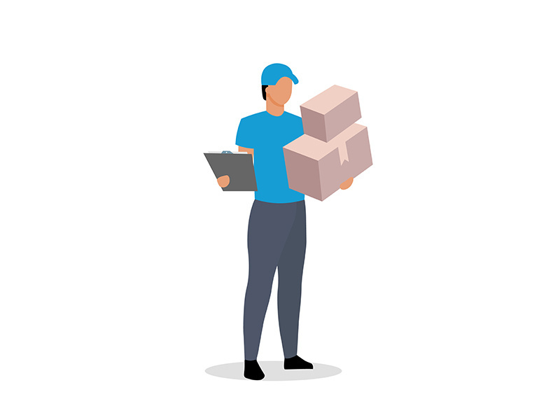 Courier job flat color vector faceless character