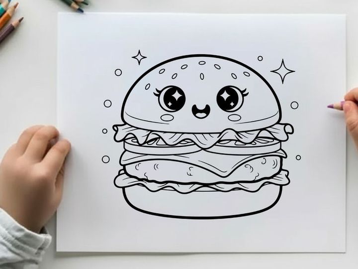 Cute burger character smiling vector illustration flat design