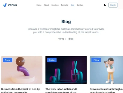 Venus Free Next.js Website Template