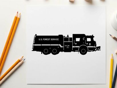 Silhouette of a u s forest service truck a large vehicle