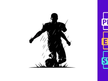 Soccer player kicking ball in the rain with dynamic movement and energy preview picture