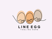 Egg logo design template. Natural Food Vector Of Egg Laying Animals. Line Art Design Logotype.