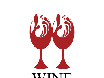 Wine bottle and glass logo design icon preview picture
