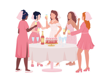 Hen night semi flat color vector characters preview picture