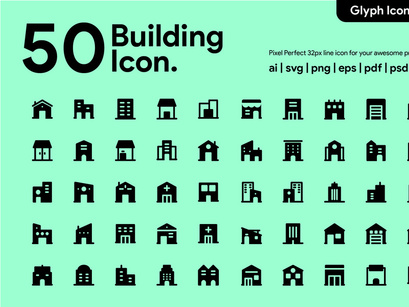 50 Building Glyph Icon
