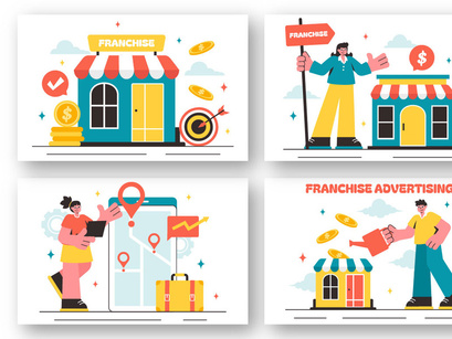 12 Franchise Advertising Business Illustration