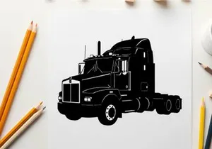 Silhouette of a large semi truck with sleeper cabin
