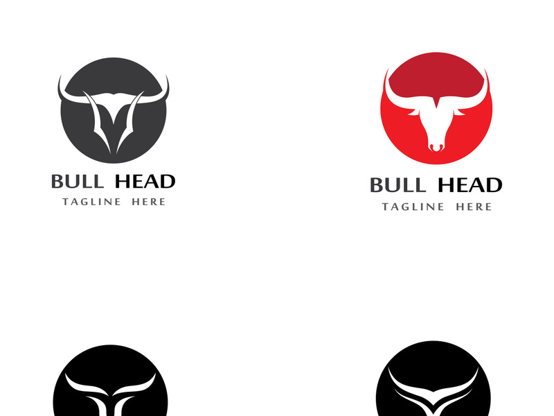 Retro vintage bull head horns logo.