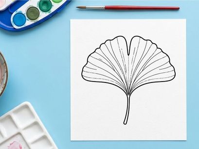 Ilustrasi daun ginkgo yang elegan. Gambar botani artistik untuk proyek desain