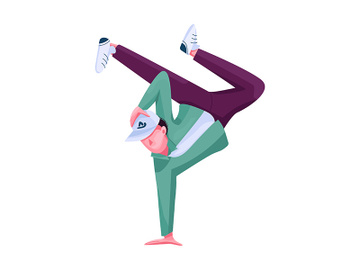 Street dance performer flat color vector faceless character preview picture