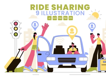 9 Ride Sharing Services Illustration preview picture