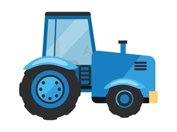 Blue tractor flat vector illustration preview picture