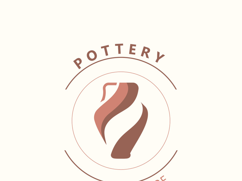 Pottery logo design handmade, creative traditional mug craft sign concept inspiration nature workshop