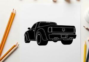 Silhouette of a classic american muscle car pickup truck
