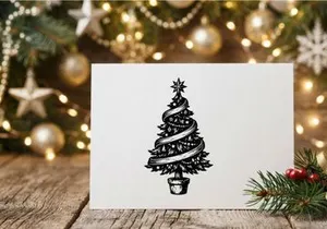 Decorative Christmas Tree with Spiral Ribbon and Star Topper