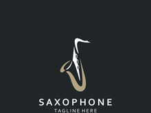 Saxophone music logo design simple modern and minimalist illustration