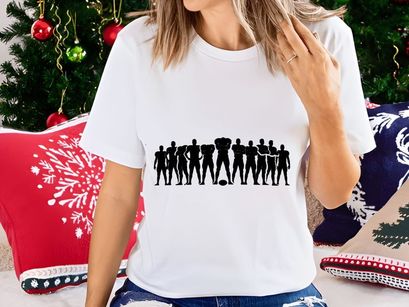 American football team silhouettes in action with ball