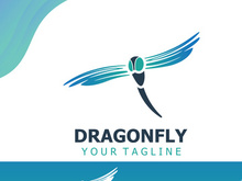 Dragonfly logo design modern and elegant minimalist color style monoline illustration
