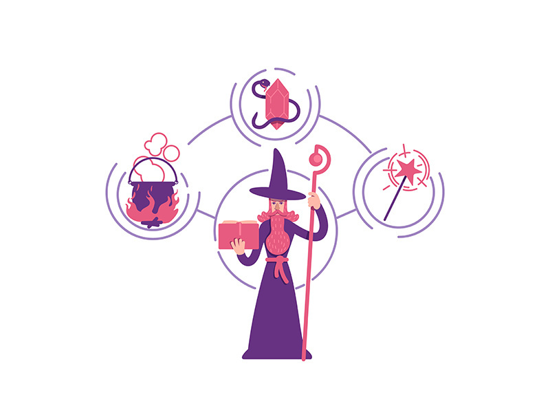 Magician archetype flat concept vector illustration