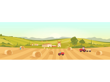Farmland flat color vector illustration preview picture