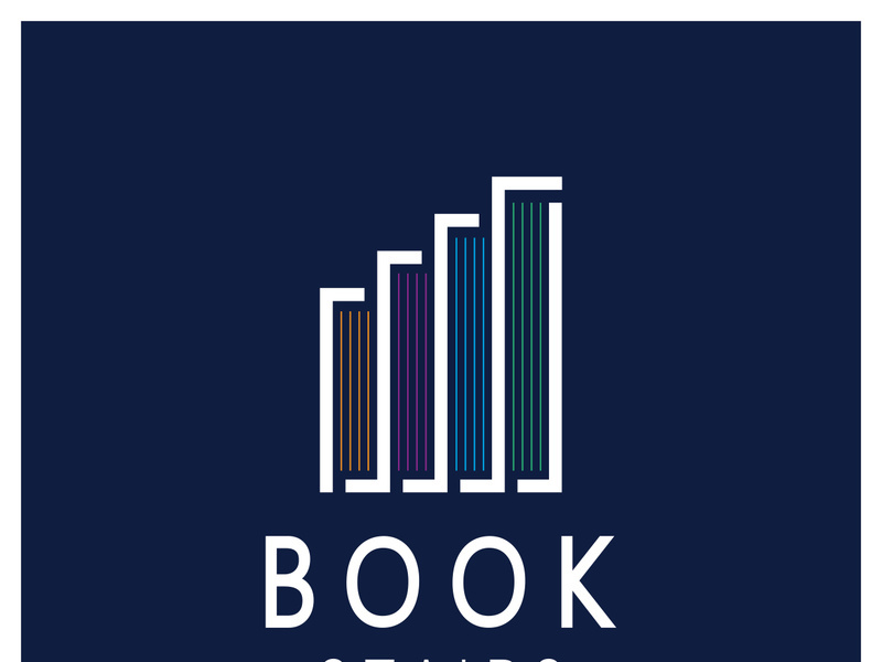 book stairs logo, or library for bookstores, book companies, publishers, encyclopedias, libraries, education, digital books, vectors