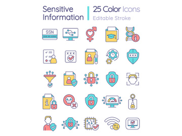 Sensitive information RGB color icons set preview picture