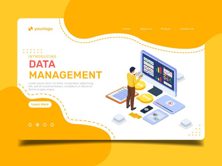 Data Management - Landing page illustration template