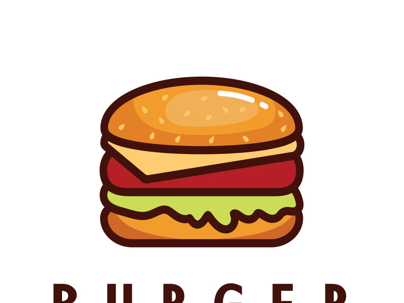 Burger logo illustration, restaurant emblem, cafe, burger and factory label, fast food, vector