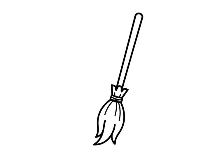 Hexenbesen-Symbol auf weißem Hintergrund. Halloween-Zauberbesen-Linienkunst-Illustration.