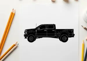 Silhouette of a black pickup truck with a crew cab silhouette
