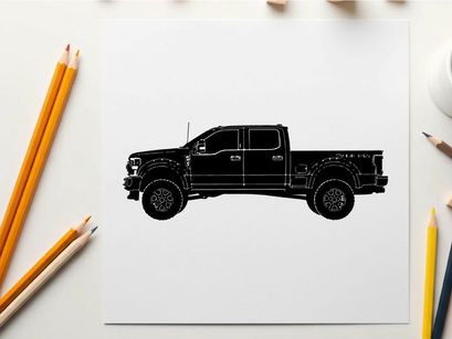 Silhouette of a black pickup truck with a crew cab silhouette