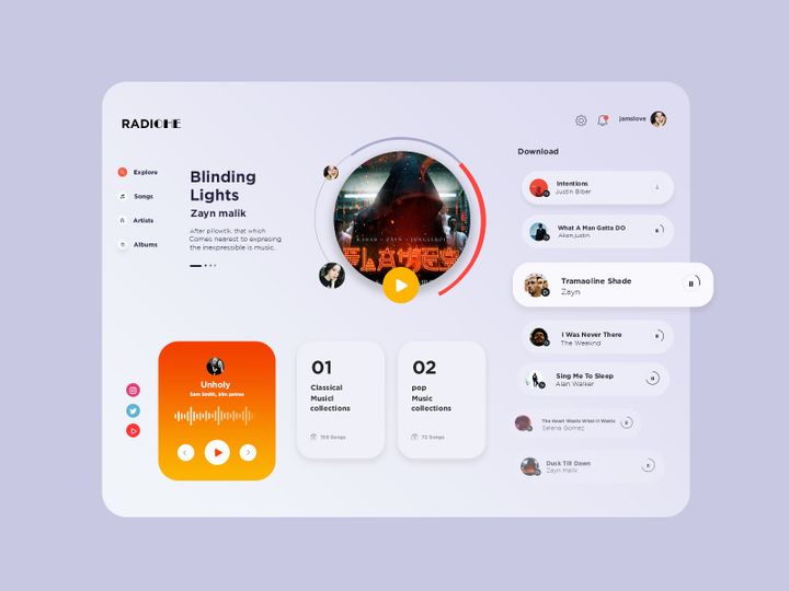 music dashboard