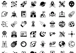 70 Space Colored Line Icons Pack