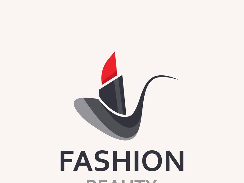 Lipstick logo design for makeup fashion shop and beauty vector cosmetic design template