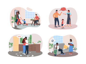 Family breakup 2D vector web banner, poster set preview picture