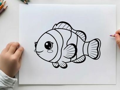 Cute cartoon clownfish swimming vector illustration