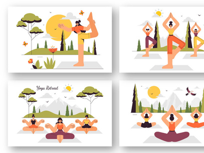 9 Yoga and Meditation Retreat Illustration