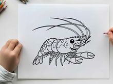 Cute cartoon shrimp waving vector illustration flat design