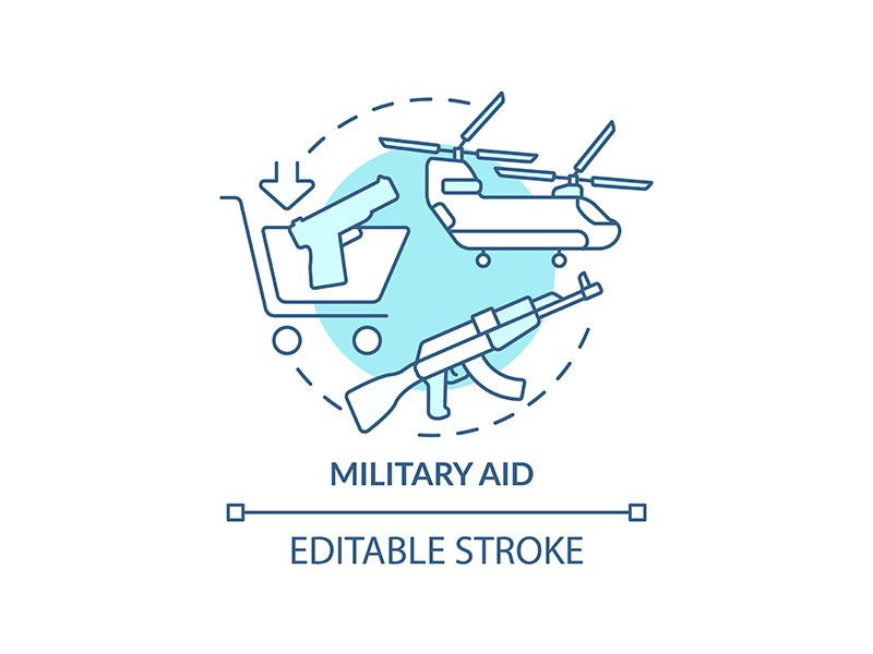 Military aid turquoise concept icon