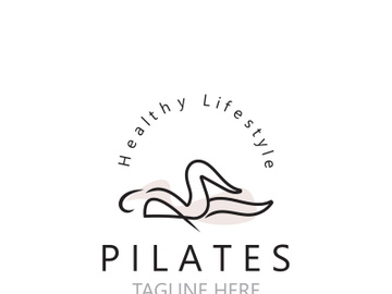 Abstract Pilates  Logo, Yoga identity body balance vector monoline Design Template. wellness lifestyle preview picture