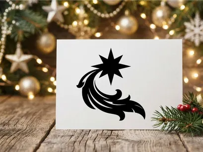 Weihnachtsstern-Icon mit geschwungener Schleifen-Endung – dekorative Silhouette Grafikelement