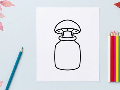 Botol kaca kosong dengan tutup untuk kerajinan Halloween. Wadah transparan ideal untuk dekorasi DIY dan penyimpanan seram.