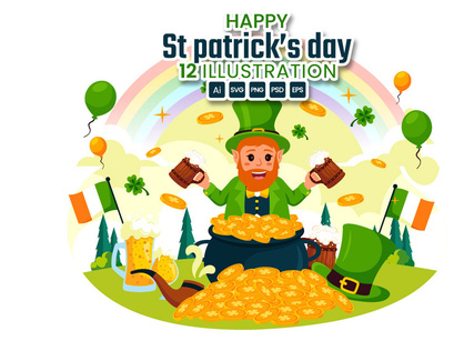 12 Happy St Patrick's Day Illustration