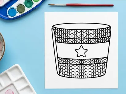 Weihnachts-Mug-Outline mit Sternmuster für Malvorlage-Aktivität