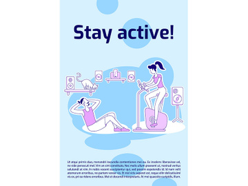 Stay active poster flat silhouette vector template preview picture