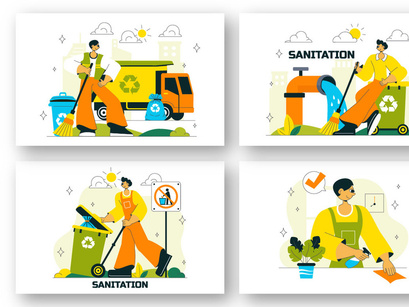 10 Sanitation Vector Illustration