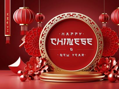 PSD 3d rendaring realistic chinese new year background bundles