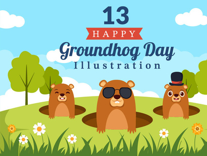 13 Happy Groundhog Day Illustration